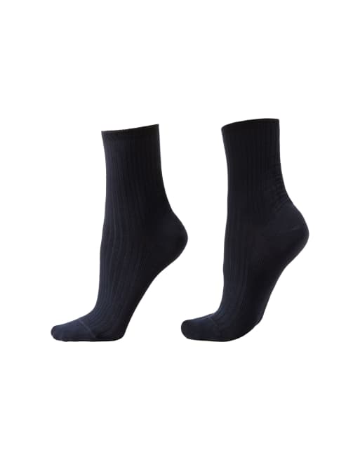 Calzedonia Ribbed short socks in blue, 4 of 4