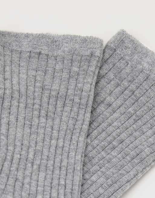 Calzedonia Ribbed short socks in mid grey blend, 2 of 3
