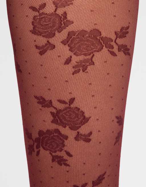 Calzedonia Rose sheer tights in burgundy, 3 of 3