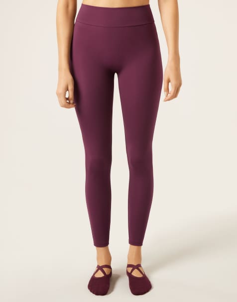 Calzedonia Scrunch sculpt leggings in burgundy red - view 1