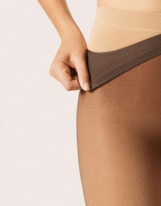 Calzedonia Sheer effect thermal tights in beige mocha brown