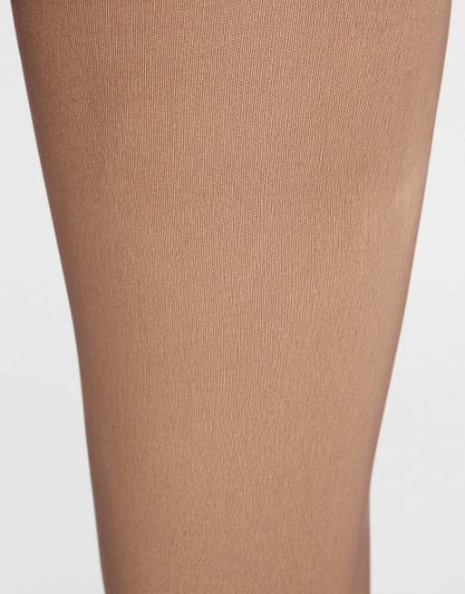 Calzedonia Sheer effect thermal tights in beige mocha brown, 4 of 5