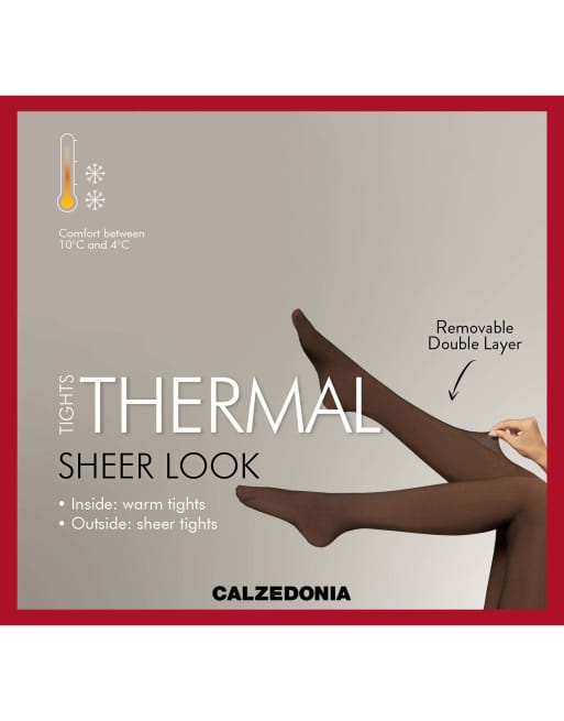 Calzedonia Sheer effect thermal tights in beige mocha brown, 5 of 5