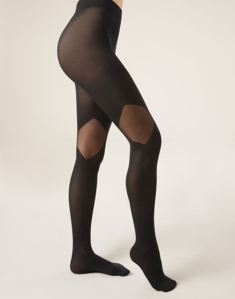 Calzedonia Sheer insert opaque tights in black - view 1