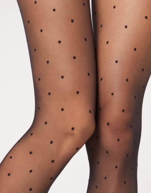 Calzedonia Sheer polka dot tights in black polka dot, 3 of 4
