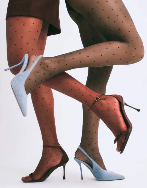 Calzedonia Sheer polka dot tights in burgundy beige - view 1