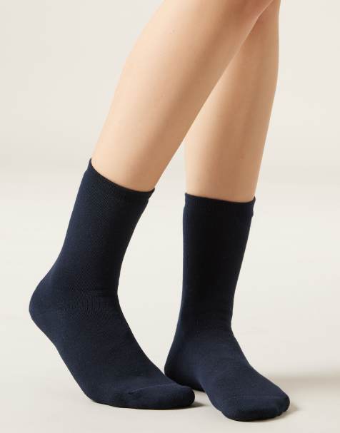 Calzedonia Short cotton thermal socks in blue - view 1