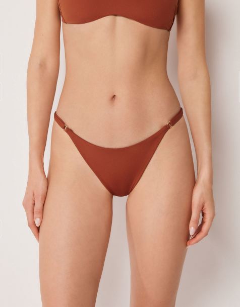 Calzedonia Side strap brazilian bottoms premium fit in amber brown - view 1