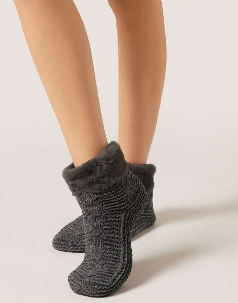 Calzedonia Soft double non-slip socks in charcoal grey - view 1