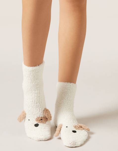 Calzedonia Soft non-slip socks in milk white puppy - view 1