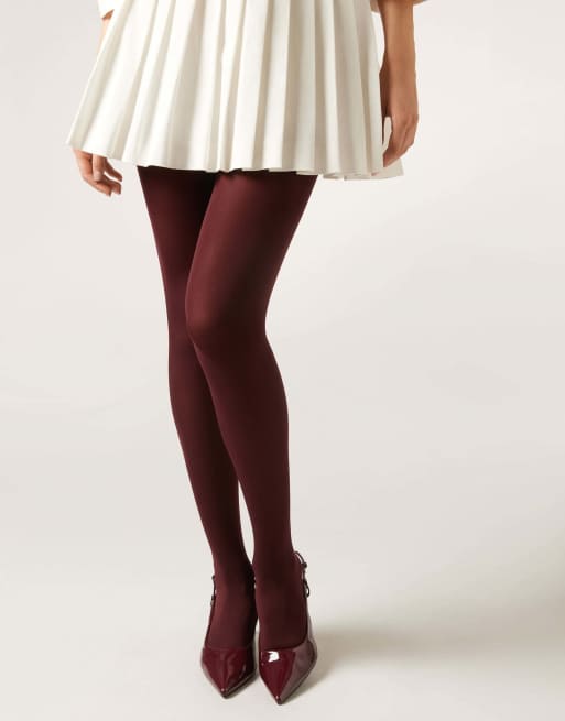Calzedonia Soft Touch Comfort 50 den opaque tights in burgundy, 2 of 4