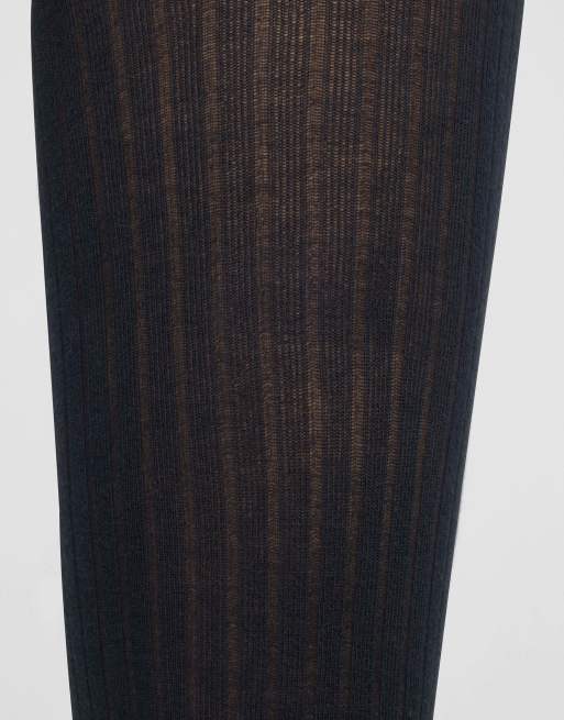 Calzedonia Soft touch ribbed tights in blue, 3 of 3