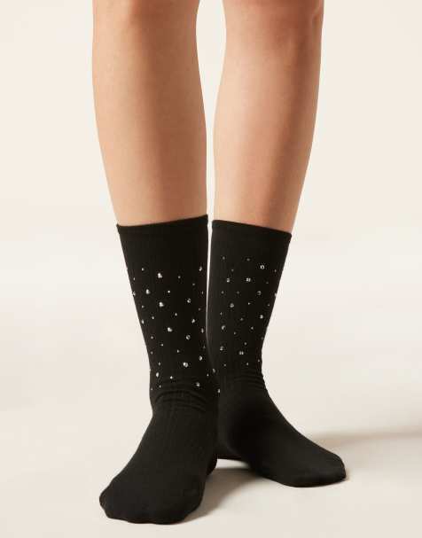 Calzedonia Stud detail socks in black - view 1