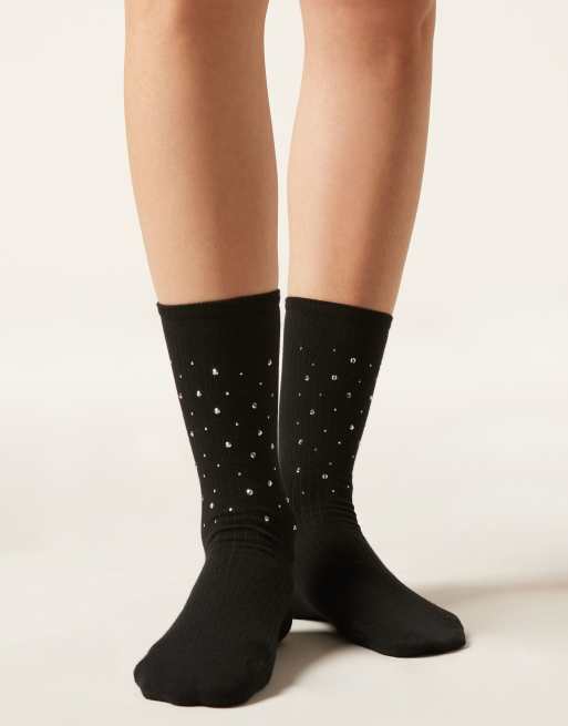 Calzedonia Stud detail socks in black