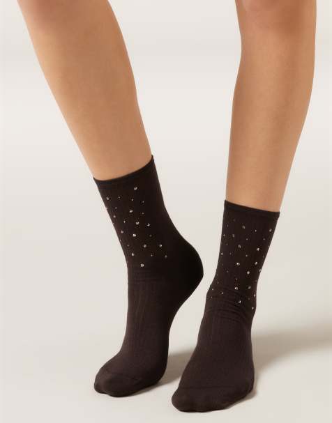 Calzedonia Stud detail socks in brown - view 1