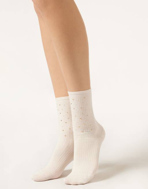 Calzedonia Stud detail socks in vintage white