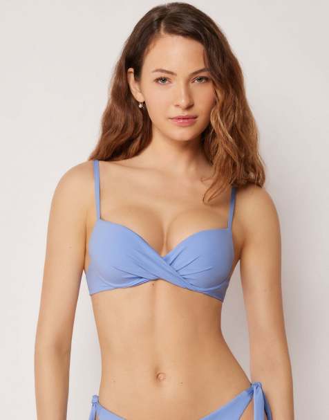 Calzedonia Premium Fit super push up bikini top in powder blue