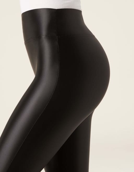 Calzedonia Super shine satin leggings in black, 3 of 4