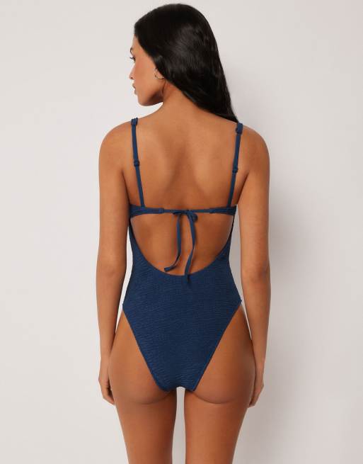 Calzedonia Swimsuit crinkle waves in deep blue, 2 of 4
