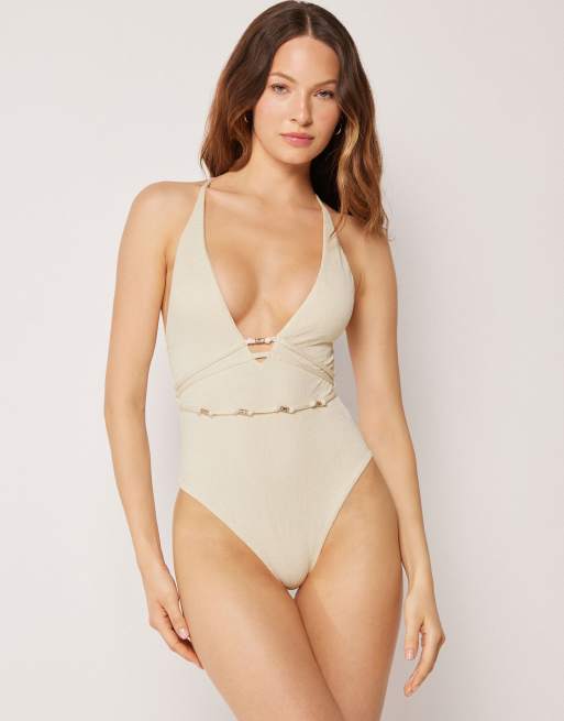 Calzedonia Swimsuit wild jungle in buttercream white, 4 of 4