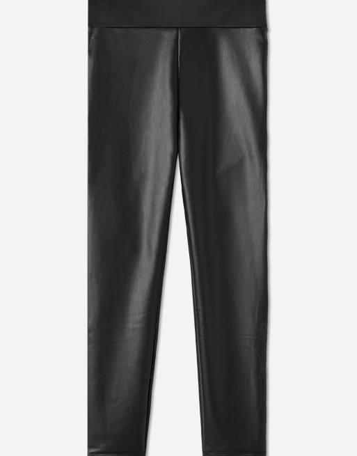 Calzedonia Thermal leather effect leggings in black, 3 of 4
