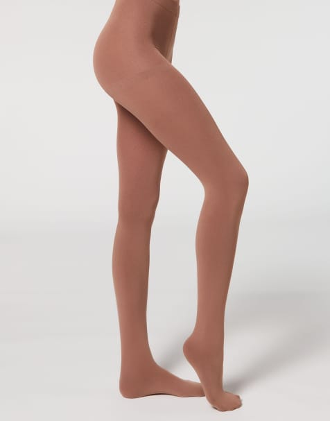 Calzedonia Thermal super opaque tights in beige caramel - view 1