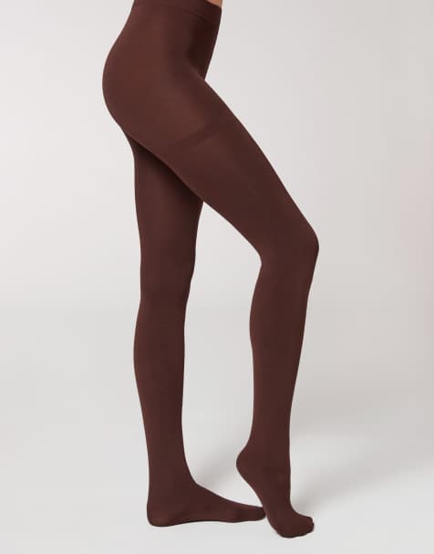 Calzedonia Thermal super opaque tights in dark brown - view 1