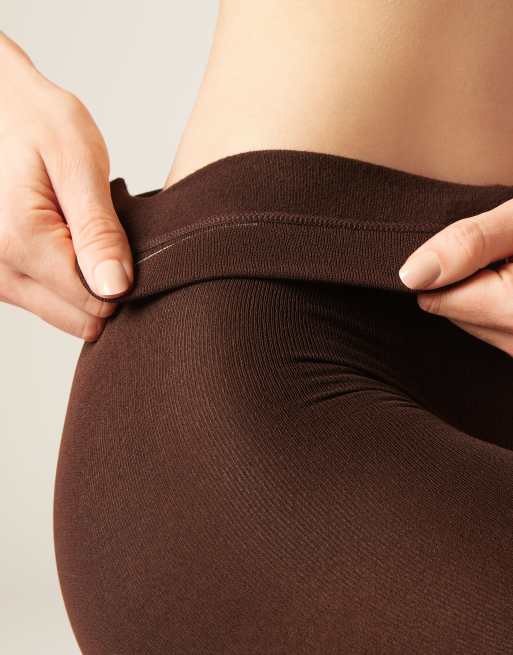 Calzedonia Thermal super opaque tights in dark brown, 4 of 4