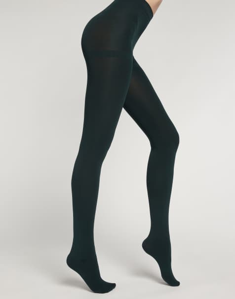 Calzedonia Thermal super opaque tights in forest green - view 1