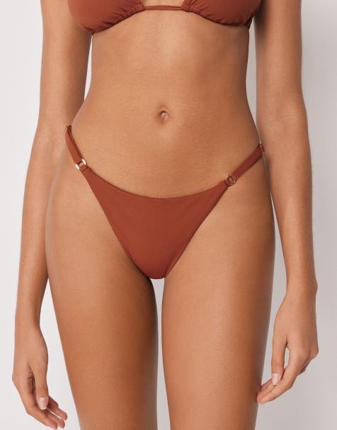 Calzedonia Thong bikini bottoms premium fit in amber brown - view 1