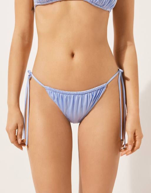 Calzedonia Thong bikini bottoms shiny satin in shiny satin light blue powder