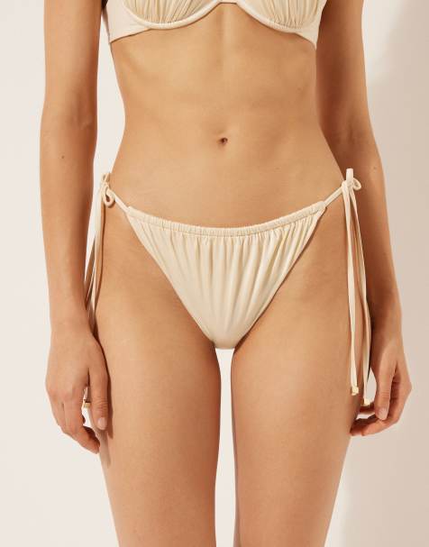 Calzedonia Tie bikini bottoms shiny satin in shiny satin buttercream white - view 1