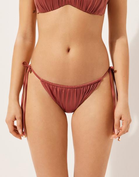 Calzedonia Tie bikini bottoms shiny satin in shiny satin dusty rose - view 1