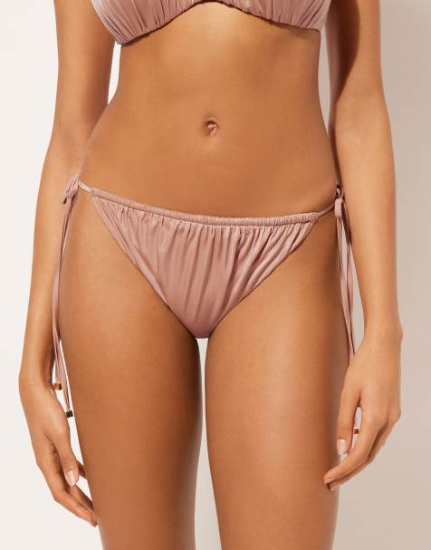 Calzedonia Tie bikini bottoms shiny satin in shiny satin powder pink - view 1