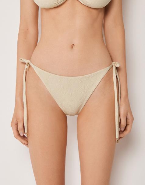Calzedonia Tie bikini bottoms wild jungle in buttercream white - view 1