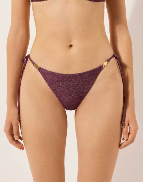 Calzedonia Tie brazilian bikini bottoms golden glow in golden burgundy - view 1