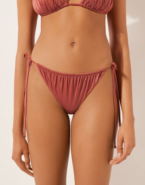 Calzedonia Tie brazilian bikini bottoms shiny satin in shiny satin dusty rose - view 1