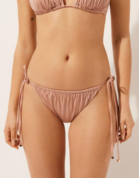 Calzedonia Tie brazilian bikini bottoms shiny satin in shiny satin powder pink
