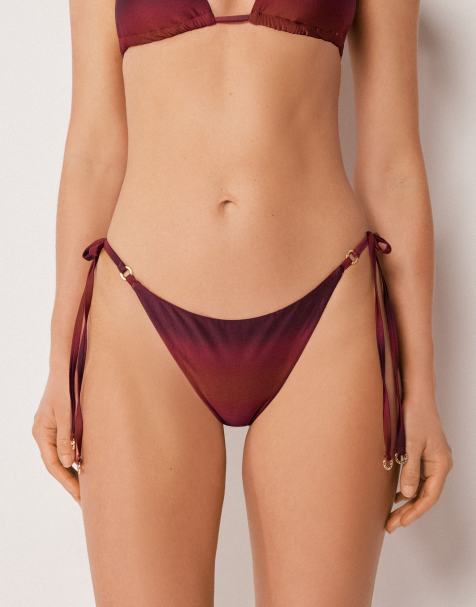 Calzedonia Tie brazilian bikini bottoms soft shades in red burgundy - view 1