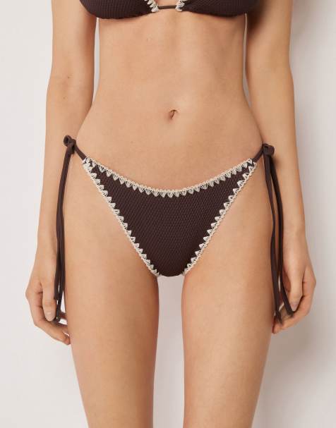 Calzedonia Tie brazilian bottoms bicolor embroidery in bicolor brown - view 1
