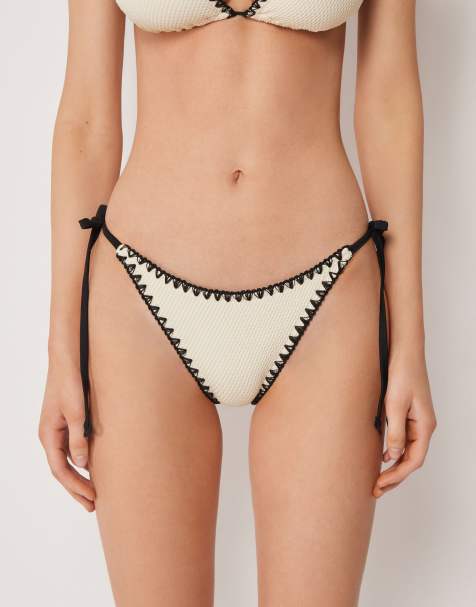 Calzedonia Tie brazilian bottoms bicolor embroidery in white - view 1