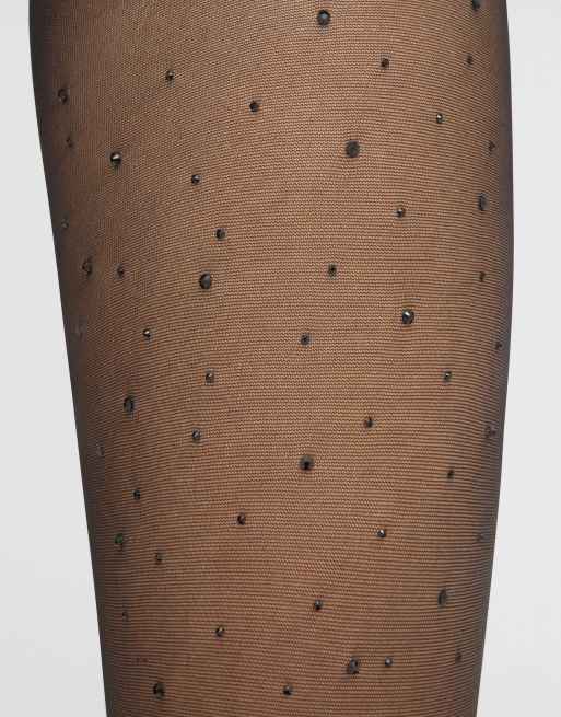 Calzedonia Tights with black diamanté appliqué in black, 3 of 3
