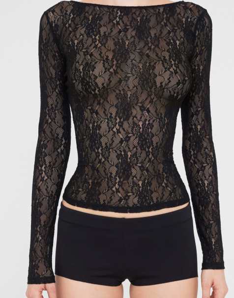 Calzedonia Top lace in black lace - view 1