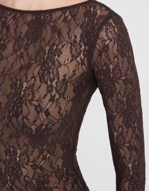 Calzedonia Top lace in coffee lace, 3 of 3
