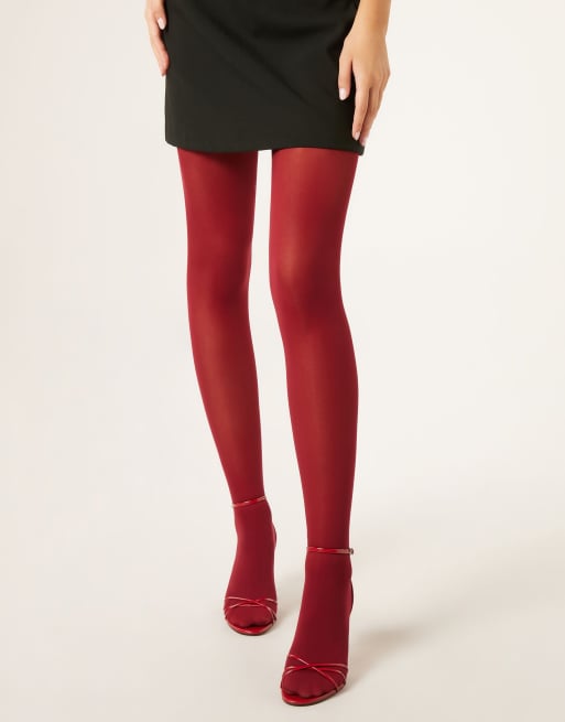 Calzedonia Totally invisible 30 denier tights in dark red, 3 of 3