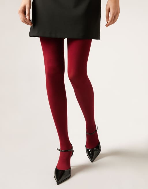 Calzedonia Totally invisible 50 denier tights in dark red, 2 of 4