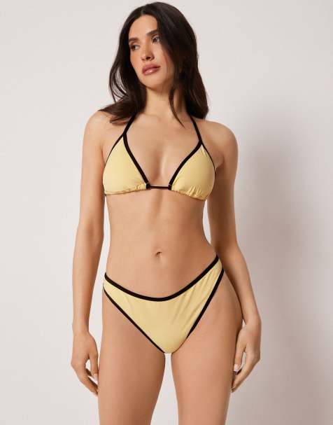 Calzedonia Triangle bikini top bicolor piping in yellow meringue - view 1