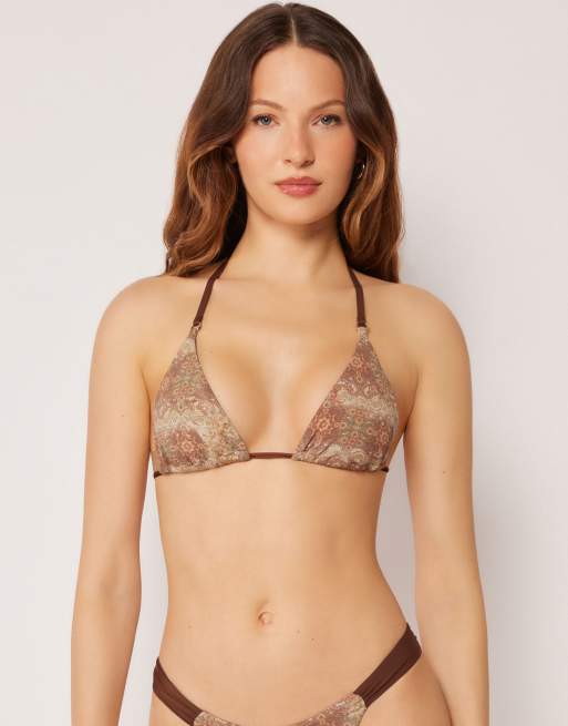 Calzedonia Triangle bikini top boho in light brown, 4 of 4