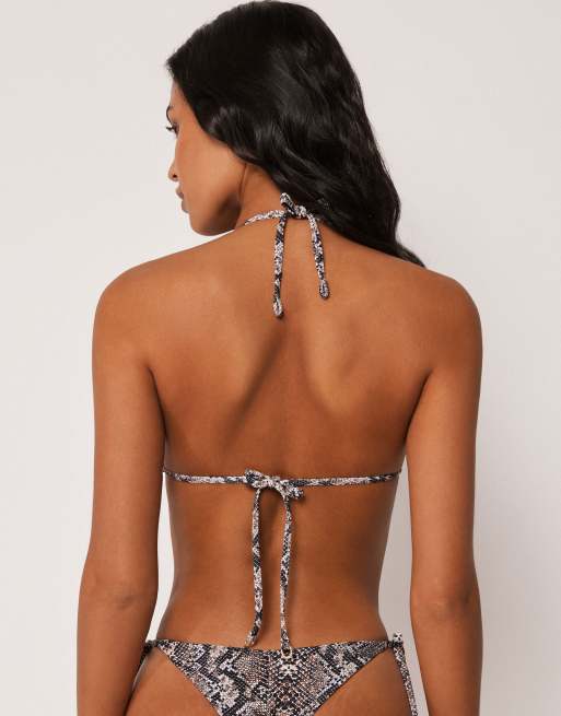 Calzedonia Triangle bikini top classic snake in brown, 4 of 4