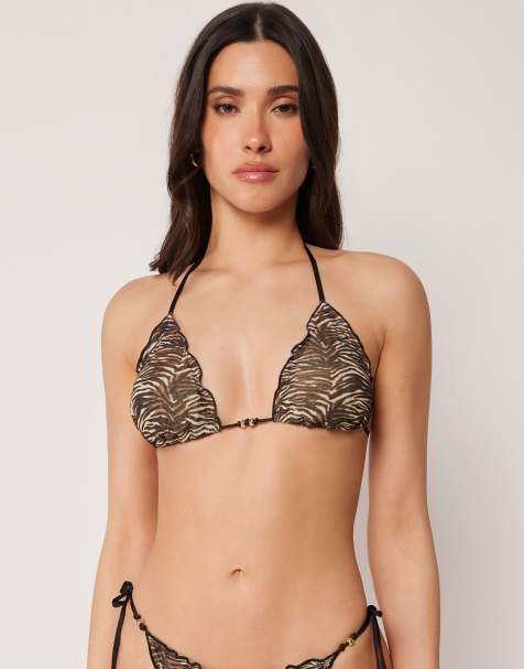 Calzedonia Triangle bikini top doll zebra in brown